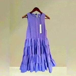 NWT Mustard Seed Lavender Tiered Ruffle Lined Mini Dress Size M Medium